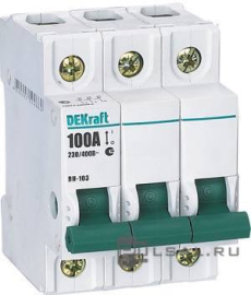 Выключатель нагрузки (рубильник) ВН-103, 3 полюса, 100А, 17063DEK, Dekraft - PULSAL.RU