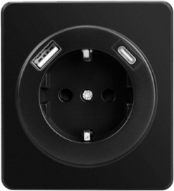 Розетка USB type-A+C, 3.0А с электрической розеткой
Miele Round,  USB type-C 5V,  USB type-A 5V,  двойная,   цвет - оникс,  пластмасса,  KR-78-0704-3,  Kranz
 - PULSAL.RU