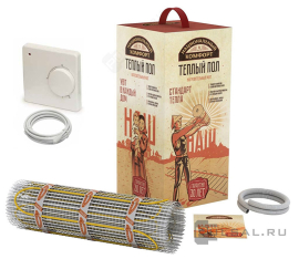 Нагревательный мат с терморегулятором,  Национальный комфорт 2НК,   площадь - 5 м.кв.,   мощность - 750 Вт.,  под плитку, под ламинат и паркет,  двужильный,  2228662,  100035778900,  Национальный комфорт - PULSAL.RU