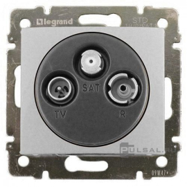 Розетка оконечная
Valena,  телевизионная (TV),  спутниковая (SAT),  радио (R),  тройная,   цвет - алюминий,  пластмасса,  770136,  7 701 36,  Legrand
 - PULSAL.RU