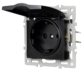 Розетка
PRESTO,  GLARE,  VERSA,  без шторок,  с крышкой,  с заземлением,  одинарная,  винтовые клеммы,   цвет - черный,  пластмасса,  IP 44,  043746 ARL,  043746,  Аrlight
 - PULSAL.RU