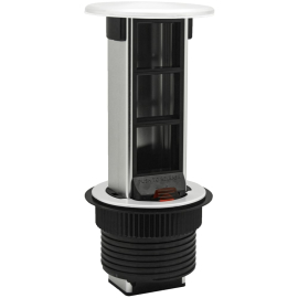 Встраиваемый выдвижной теле-блок Vertical
Лючки DDSB,  для столов и мебели,  3 поста,   цвет - белый,  металл,  DDSB6V1W,  Donel
 - PULSAL.RU